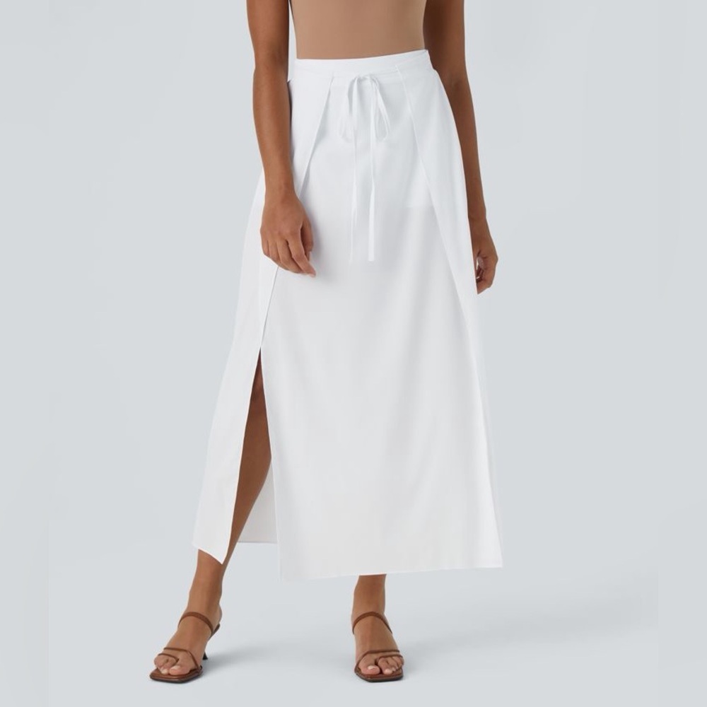 Halara Breezeful High Waisted Tie Front Flowy 2-in-1 Maxi Quick Dry Casual Skirt - Picture 3 of 14